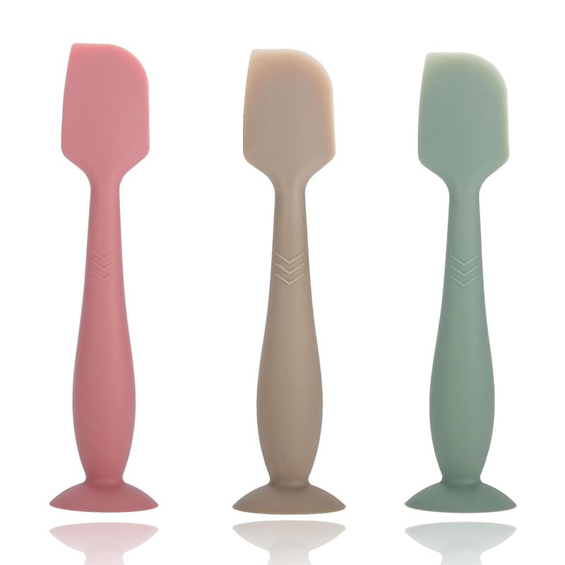 seeway Baby Diaper Cream Spatula, 3 pack Baby Butt Paste Spatula, Diaper Cream Applicator, Silicone Butt Spatula for Newborn Babies (dark pink, green, brown) - Image 1
